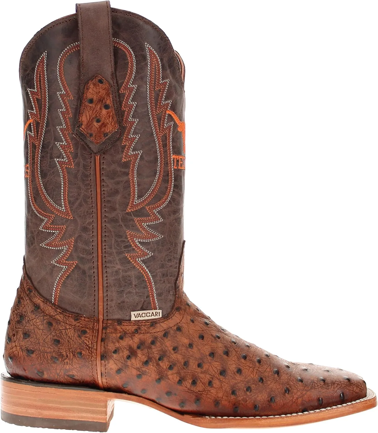 Vaccari Men's Cooper Genuine Exotic Print Leather & NCAA League Embroidery Broad Square Toe Cowboy Boots