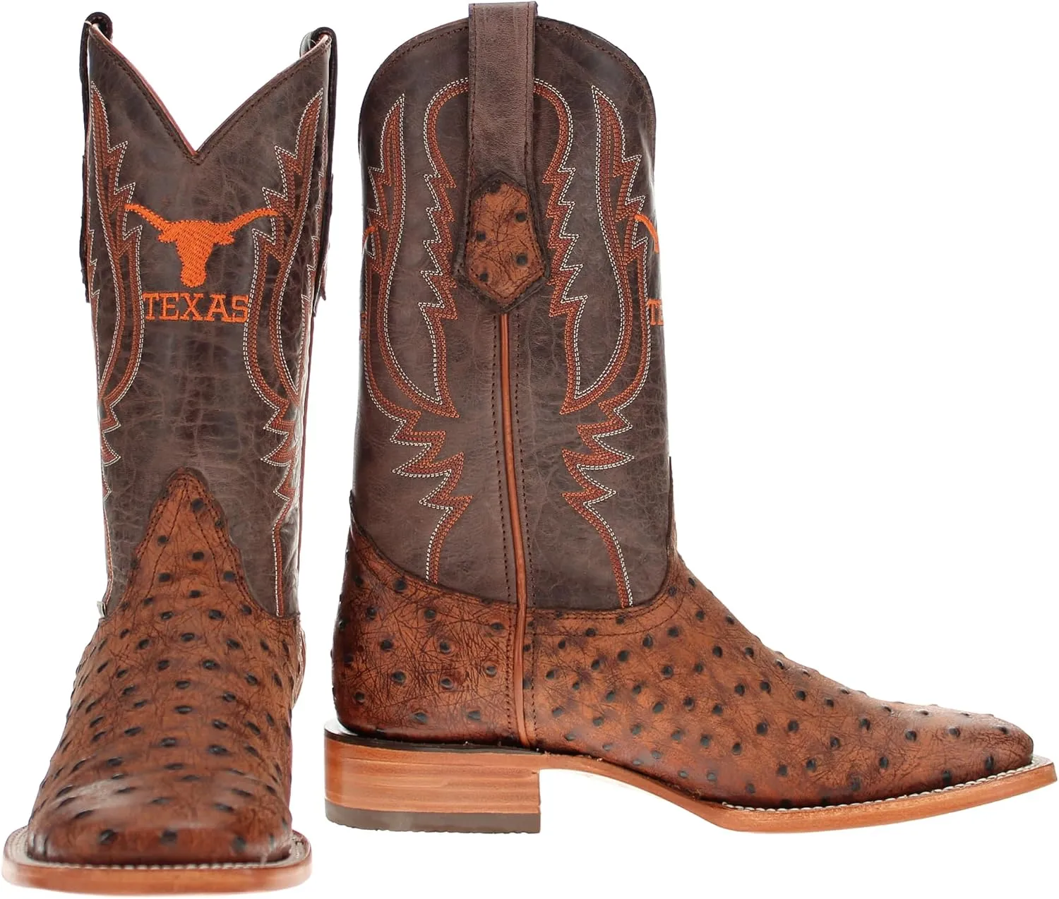Vaccari Men's Cooper Genuine Exotic Print Leather & NCAA League Embroidery Broad Square Toe Cowboy Boots