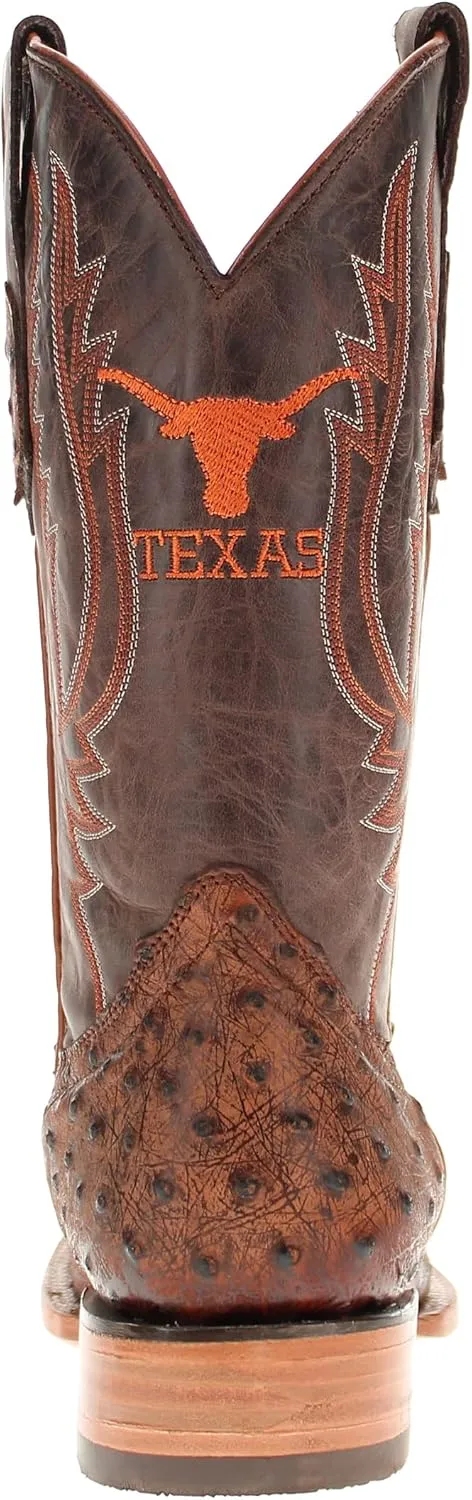 Vaccari Men's Cooper Genuine Exotic Print Leather & NCAA League Embroidery Broad Square Toe Cowboy Boots