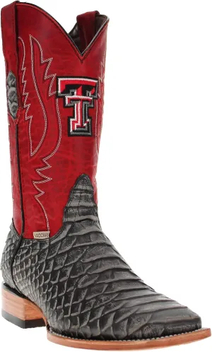 Vaccari Men's Cooper Genuine Exotic Print Leather & NCAA League Embroidery Broad Square Toe Cowboy Boots