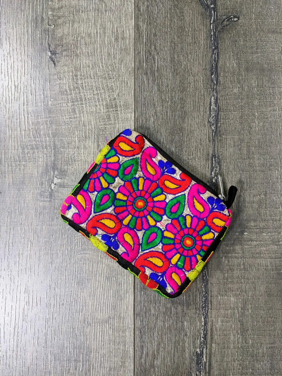 Velvet Embroidered Coin Purse