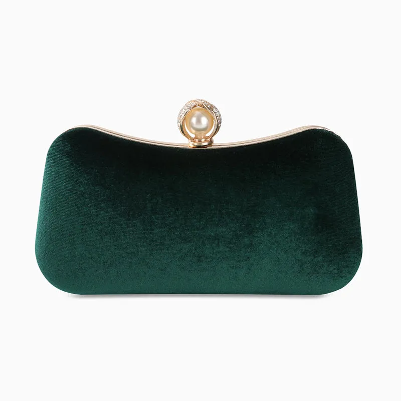 velvet evening clutch - elegant faux suede handbag with gold clasp