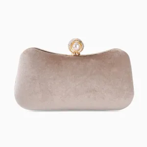 velvet evening clutch - elegant faux suede handbag with gold clasp