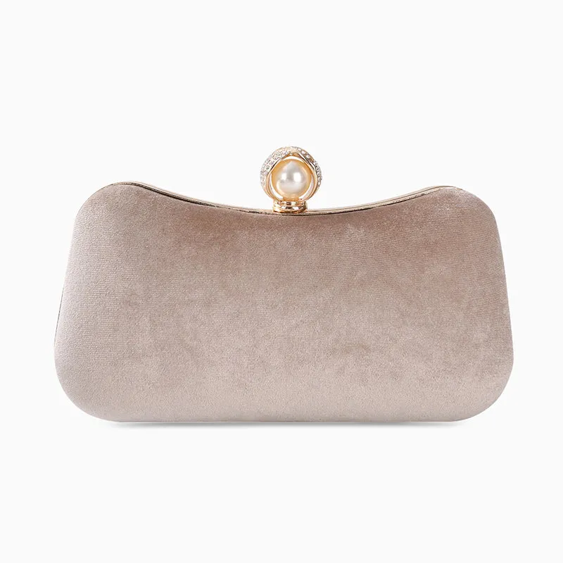 velvet evening clutch - elegant faux suede handbag with gold clasp