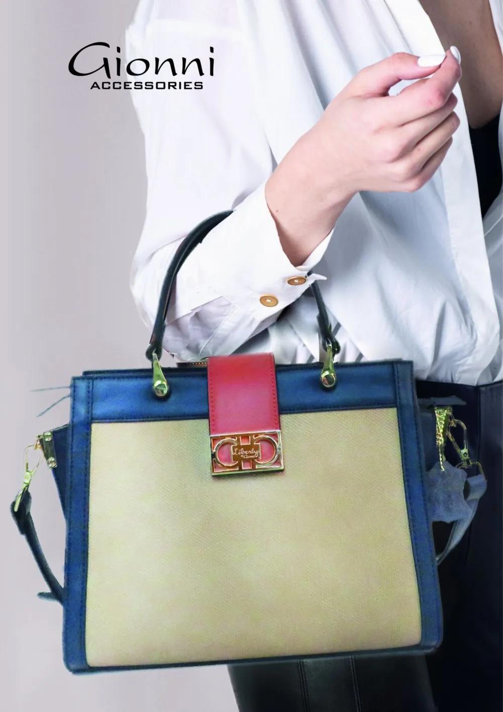 VERBENA COLOUR BLOCK TOTE BAG 11GL252-NAVY
