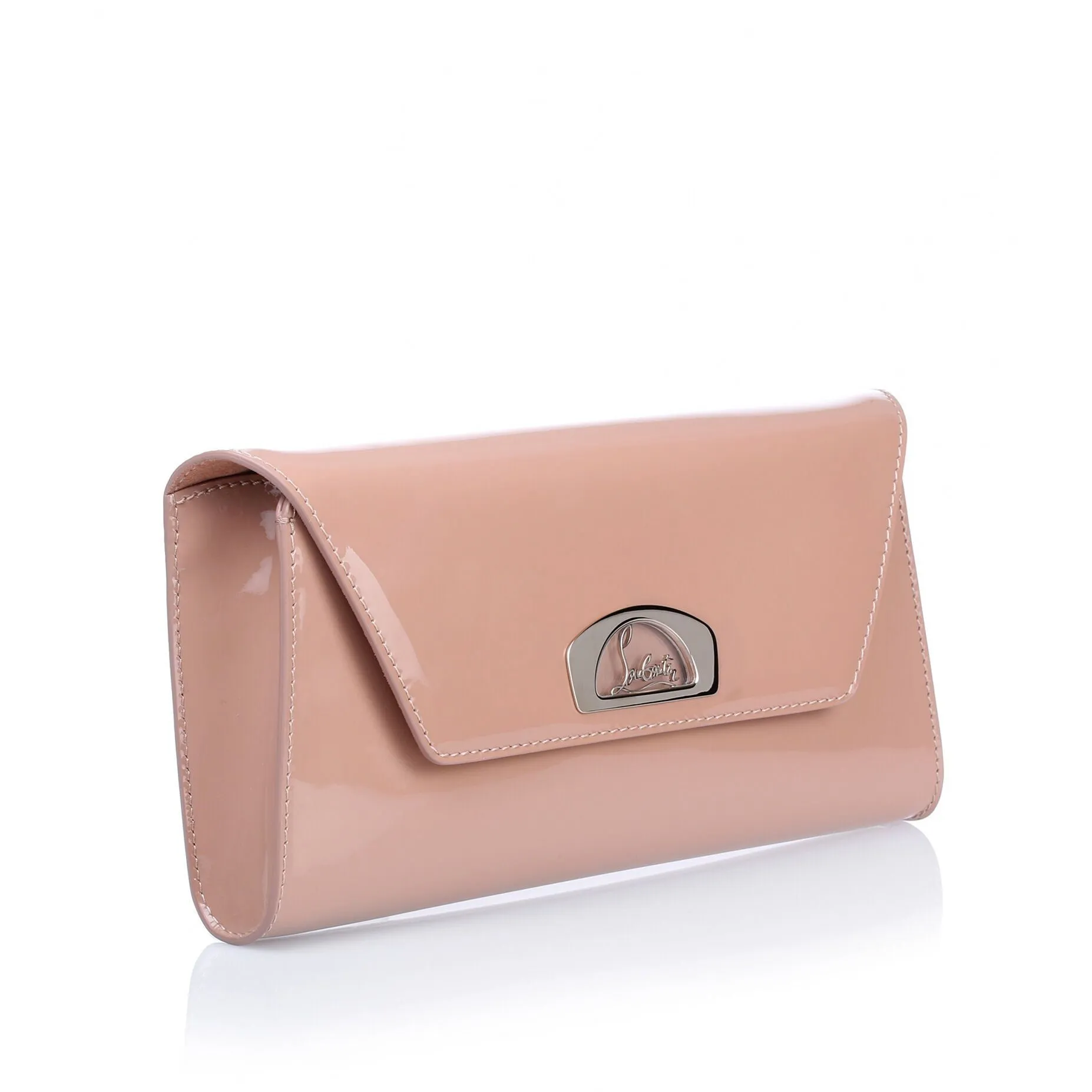 Vero Dodat nude patent leather clutch