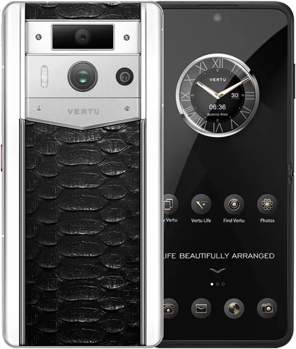 VERTU Metavertu 2 Ai Smartphone 5G with Python Skin White Ceramic Frame Web 3 Unlocked Android Cell Phone 50MP Camera 120Hz 1.5K AMOLED Display Dual SIM, Fortune Serpent Edition, 1TB (Black)