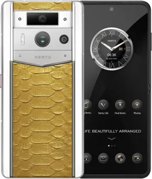 VERTU Metavertu 2 Ai Smartphone 5G with Python Skin White Ceramic Frame Web 3 Unlocked Android Cell Phone 50MP Camera 120Hz 1.5K AMOLED Display Dual SIM, Fortune Serpent Edition, 1TB (Golden)