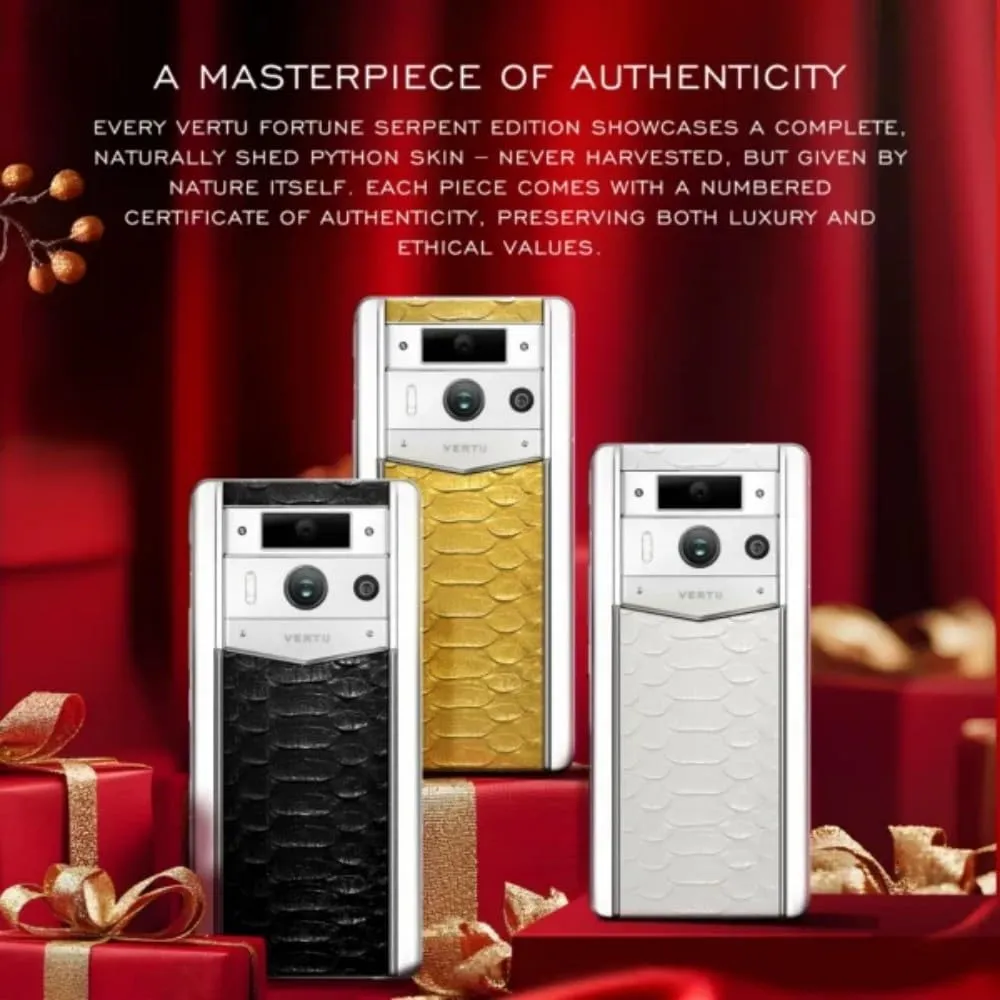 VERTU Metavertu 2 Ai Smartphone 5G with Python Skin White Ceramic Frame Web 3 Unlocked Android Cell Phone 50MP Camera 120Hz 1.5K AMOLED Display Dual SIM, Fortune Serpent Edition, 1TB (White)