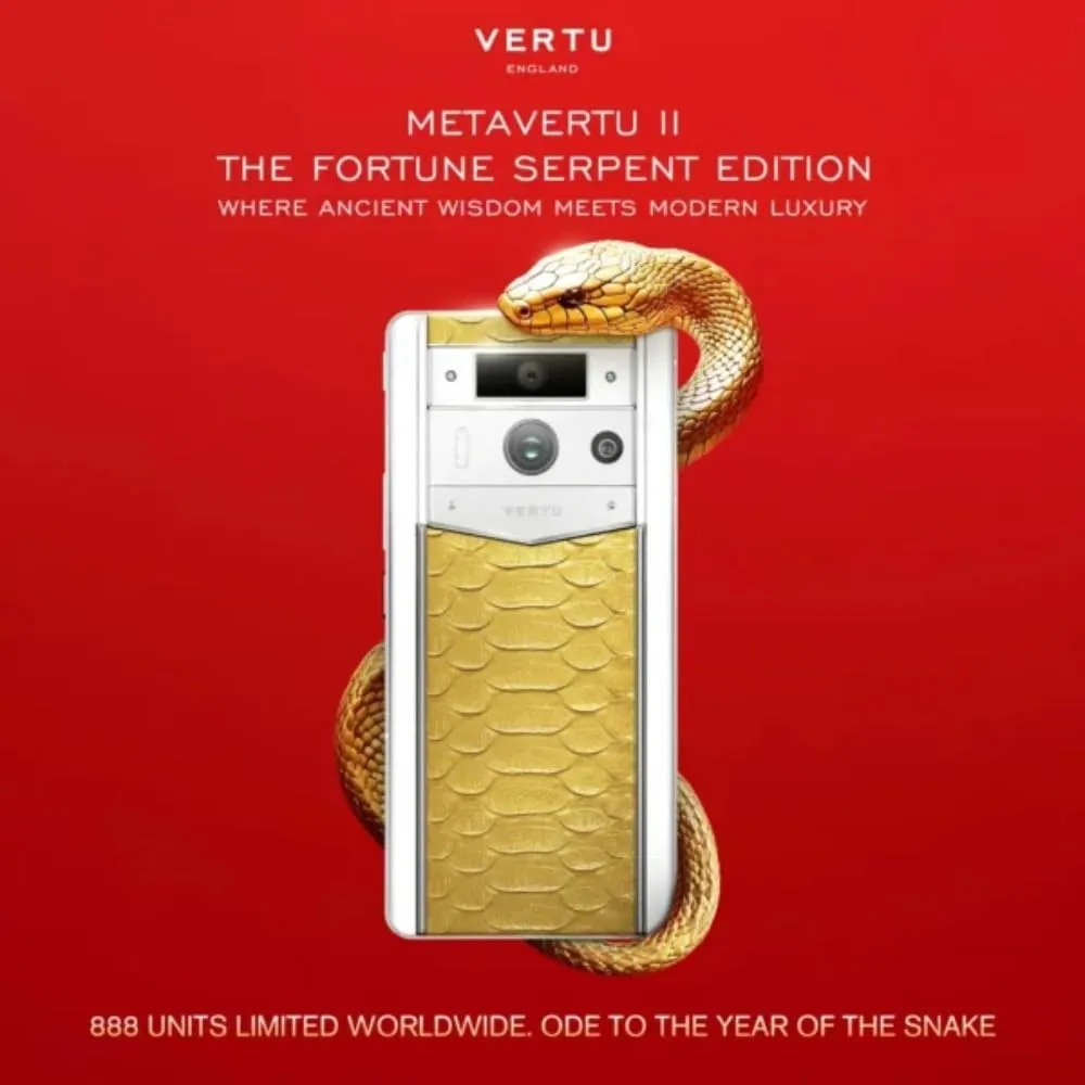 VERTU Metavertu 2 Ai Smartphone 5G with Python Skin White Ceramic Frame Web 3 Unlocked Android Cell Phone 50MP Camera 120Hz 1.5K AMOLED Display Dual SIM, Fortune Serpent Edition, 1TB (White)