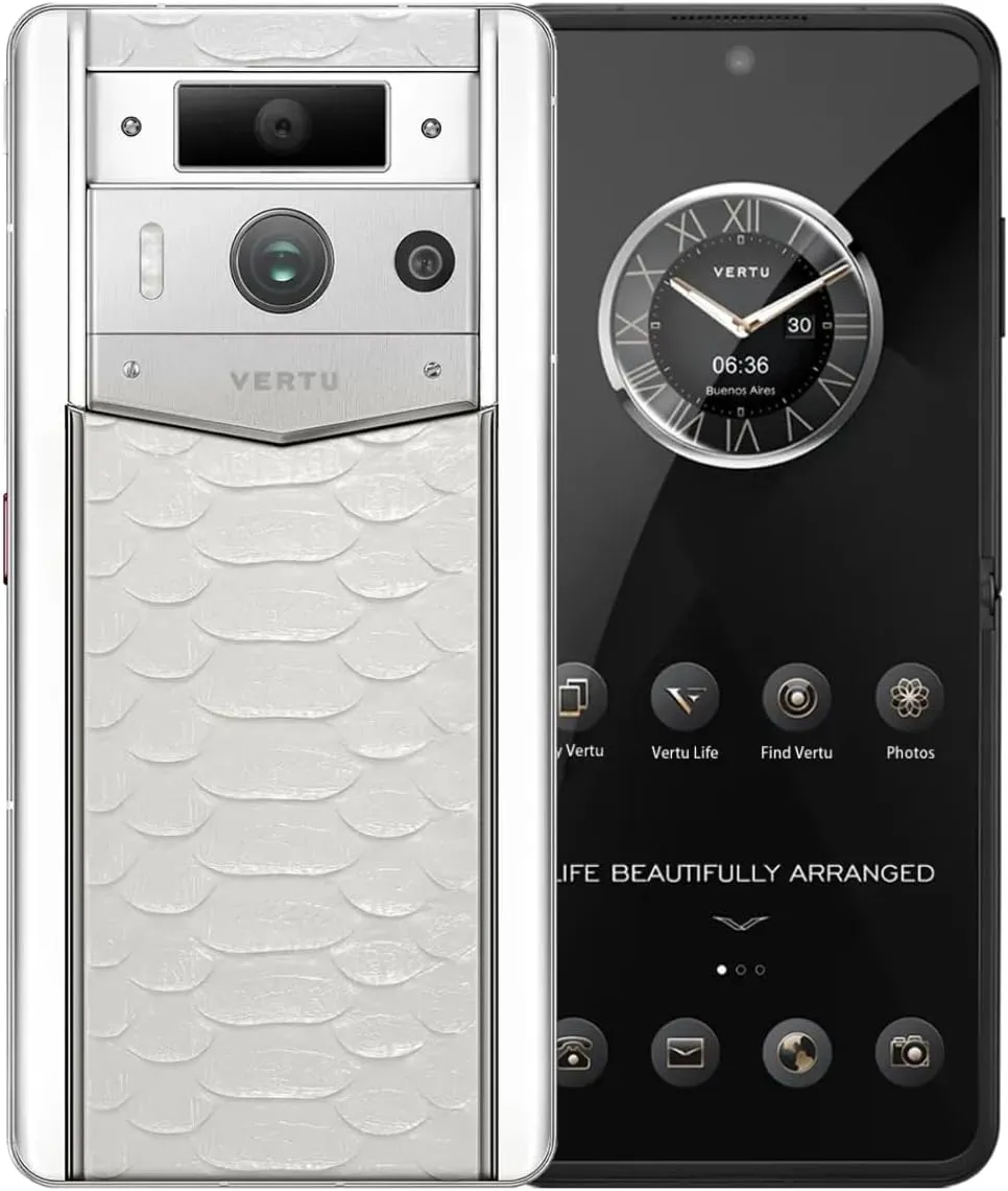 VERTU Metavertu 2 Ai Smartphone 5G with Python Skin White Ceramic Frame Web 3 Unlocked Android Cell Phone 50MP Camera 120Hz 1.5K AMOLED Display Dual SIM, Fortune Serpent Edition, 1TB (White)
