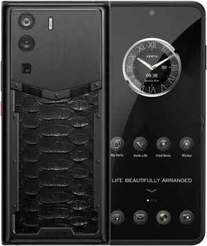 VERTU METAVERTU Python Skin Web3 5G Phone, Unlocked Android Smartphone, Secure Encrypted, Double Systems, 144Hz AMOLED Curved Display, Dual Sim, Fortune Serpent Edition (Black)