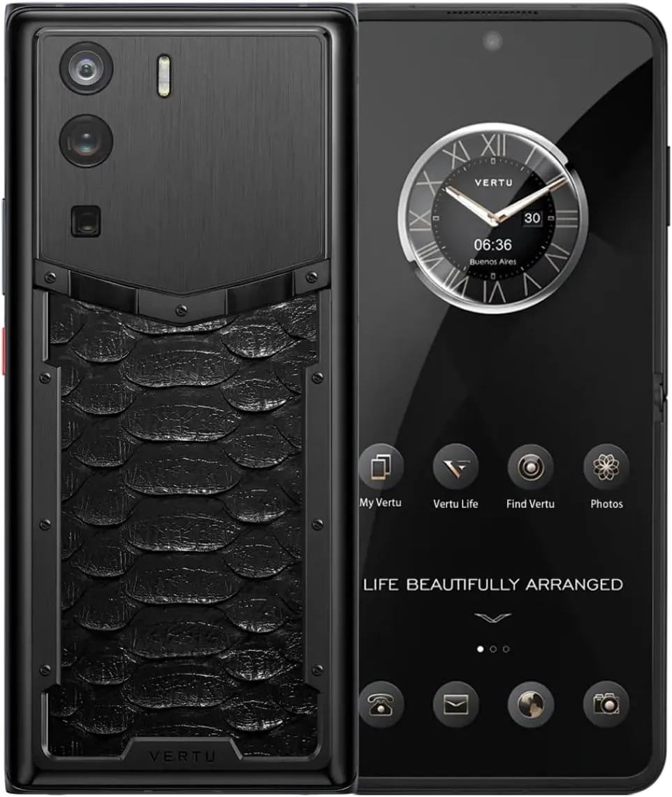 VERTU METAVERTU Python Skin Web3 5G Phone, Unlocked Android Smartphone, Secure Encrypted, Double Systems, 144Hz AMOLED Curved Display, Dual Sim, Fortune Serpent Edition (Black)