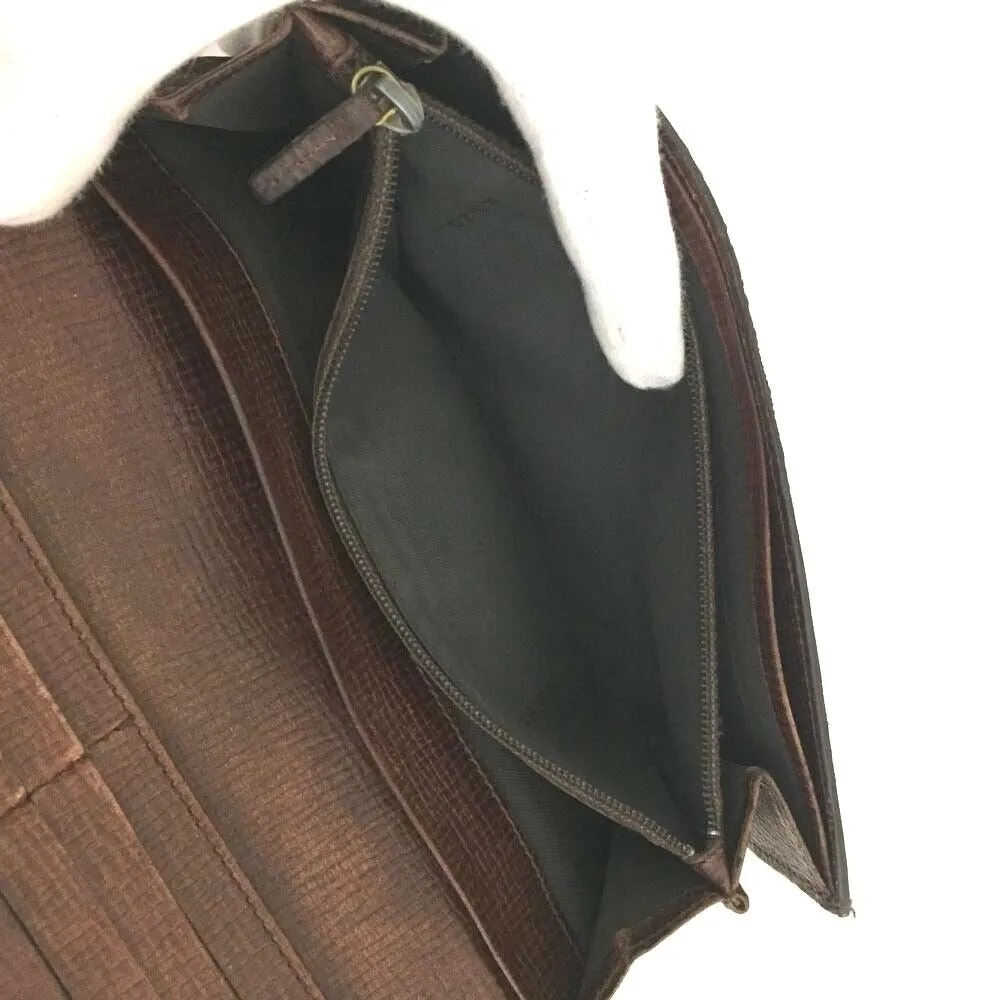 Vintage, classic, Fendi, brown leather Zucca print, bi-fold, XL checkbook wallet