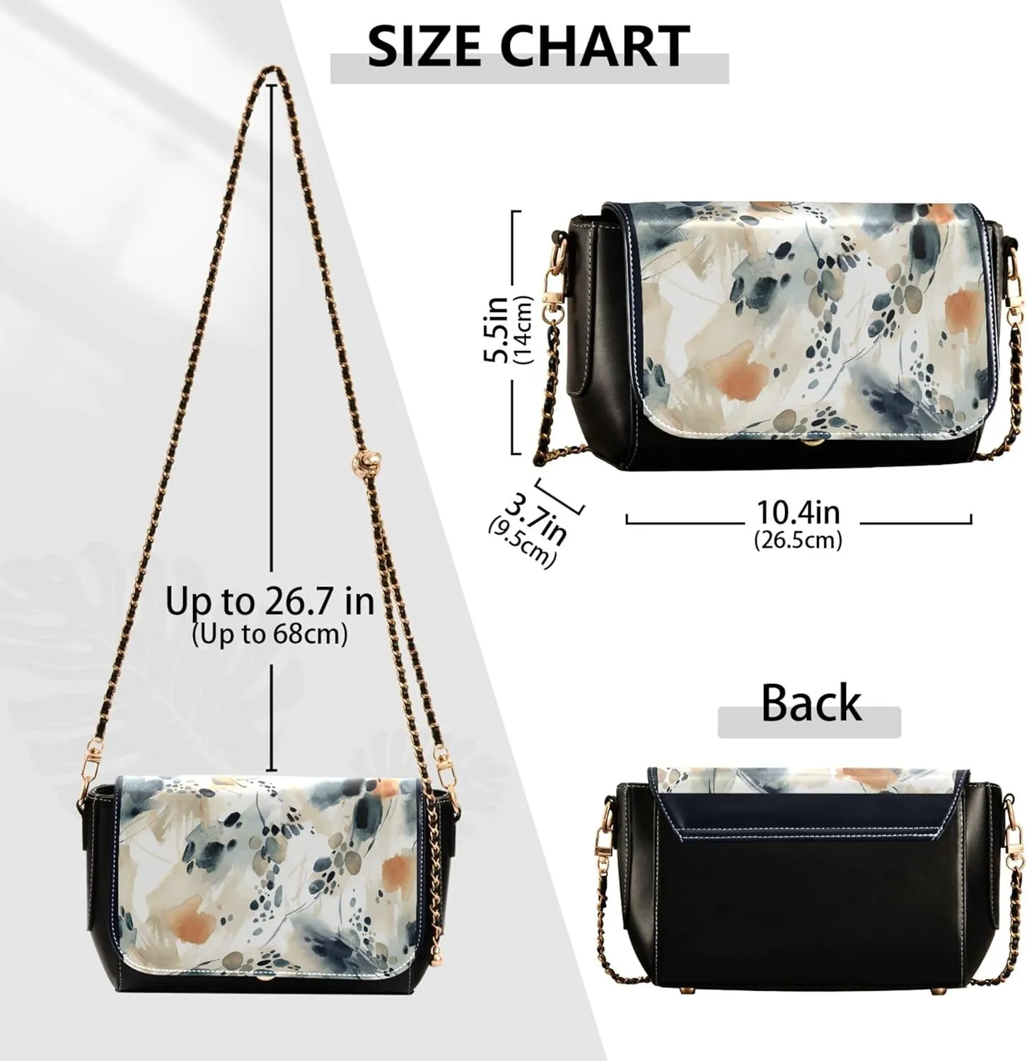Vintage Floral Multicolor PU Leather Shoulder Bag Gifts Women Crossbody Bag Purses Wallet Handbag with Chain Strap