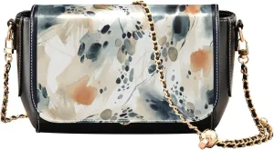 Vintage Floral Multicolor PU Leather Shoulder Bag Gifts Women Crossbody Bag Purses Wallet Handbag with Chain Strap