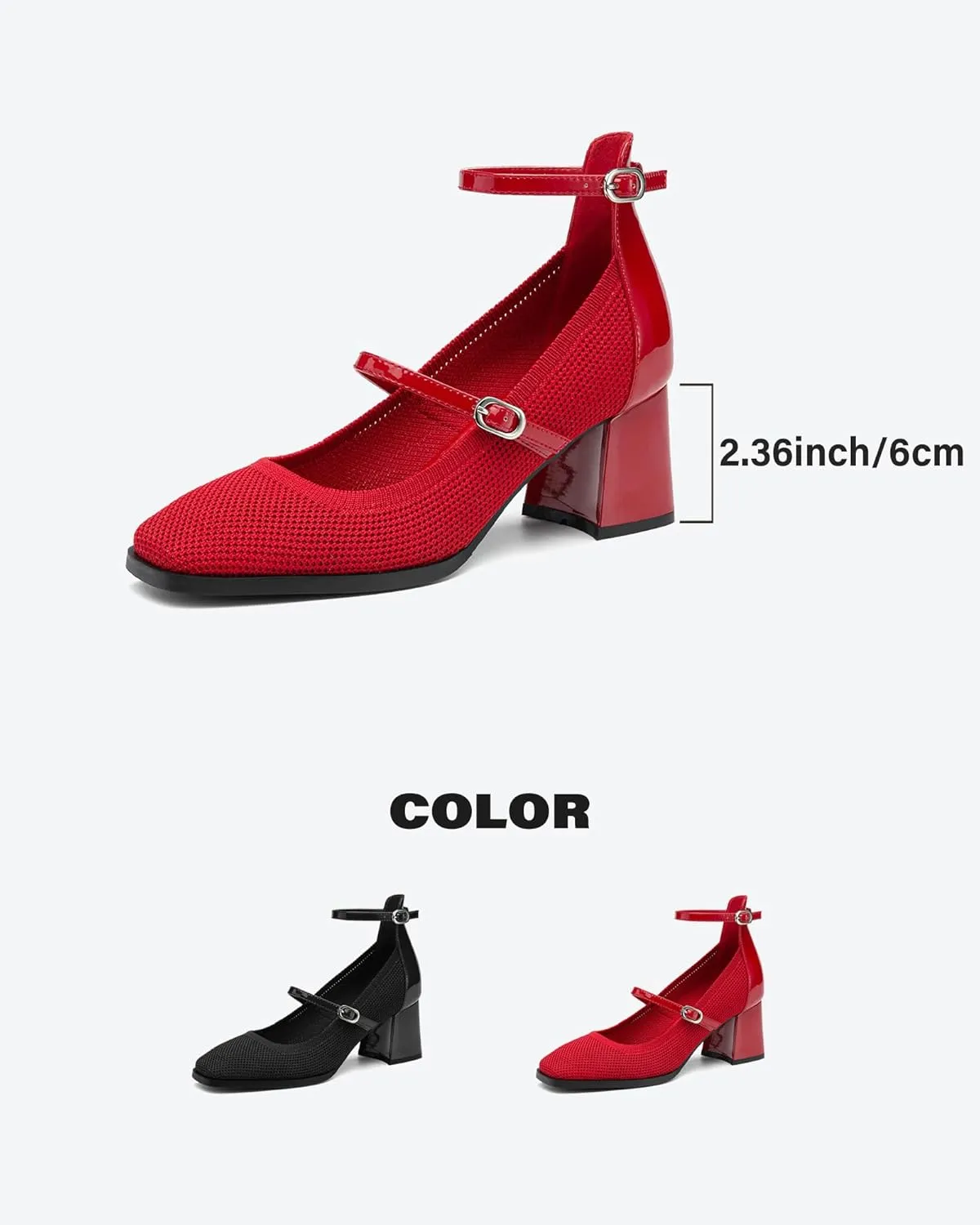 Vintage Patent Mary Jane Pumps, Women's Chunky Heel