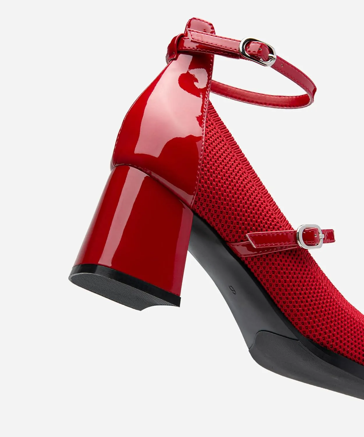 Vintage Patent Mary Jane Pumps, Women's Chunky Heel