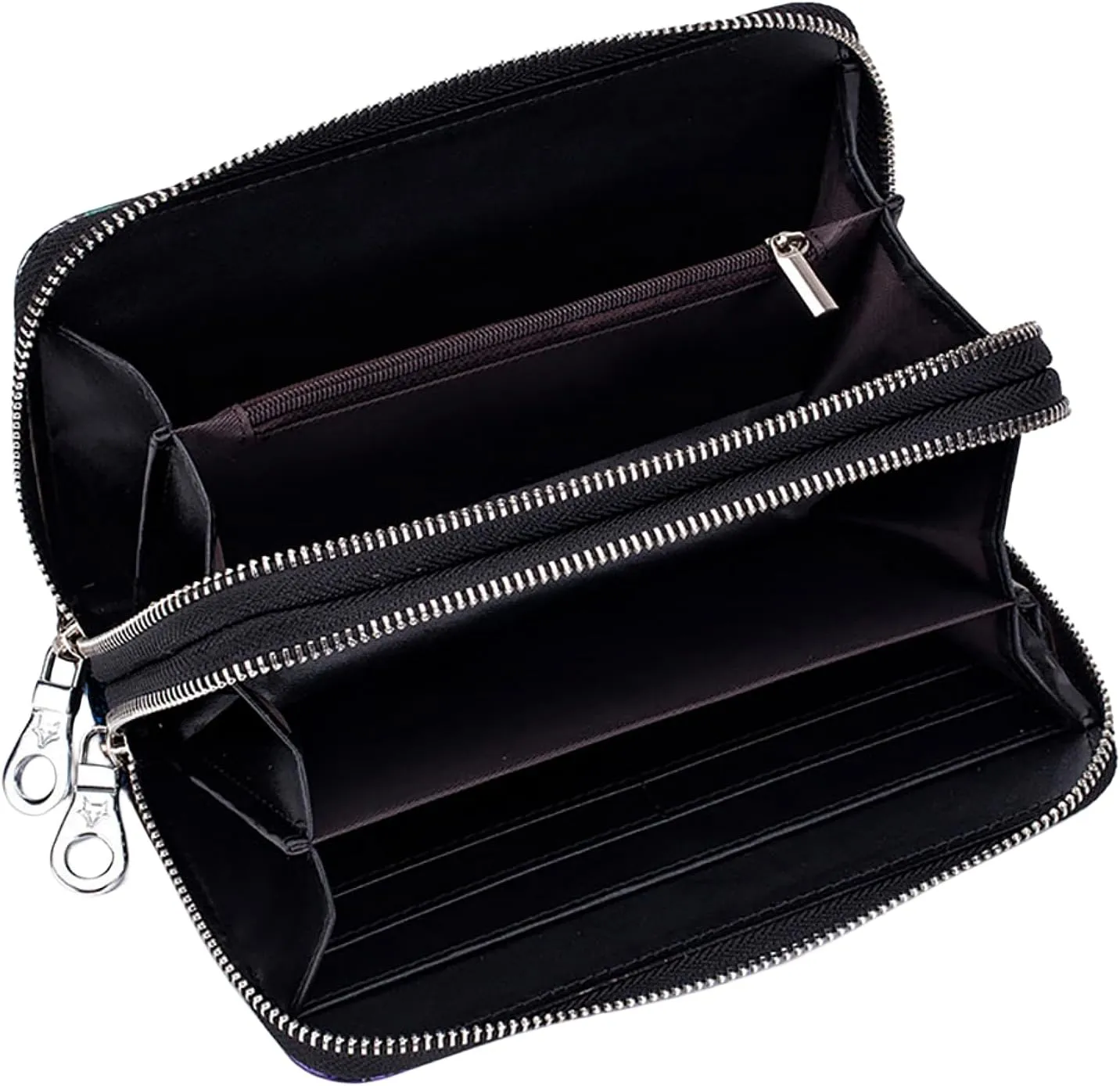 Wallets for Women Wristlet RFID Blocking Genuine Leather Double Zipper Credit Card Holder Large Ladies Clutch Purse