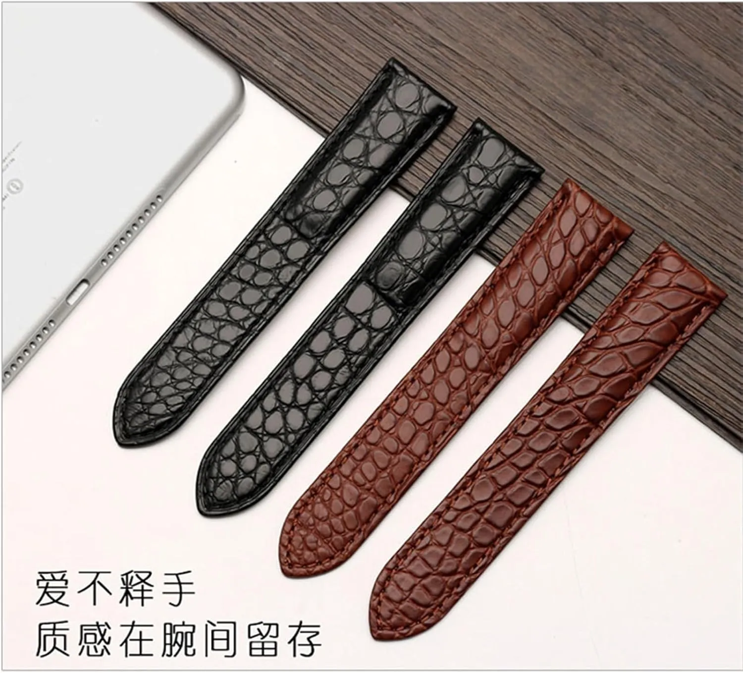 Watch Strap Suitable for Cartier Crocodile Leather Watch Strap Men Leather Tank Key London Calibo Watch Chain Women 20mm (Color : 10mm Gold Clasp, Size : 18mm)