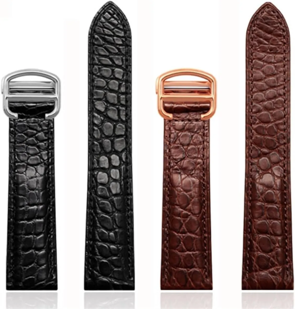 Watch Strap Suitable for Cartier Crocodile Leather Watch Strap Men Leather Tank Key London Calibo Watch Chain Women 20mm (Color : 10mm Gold Clasp, Size : 18mm)