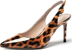 WAYDERNS Women's Slingback Patent Leather Pointed Toe Sexy Stiletto High Heel Pumps Wedding Dress Shoes 3.5 Inch
