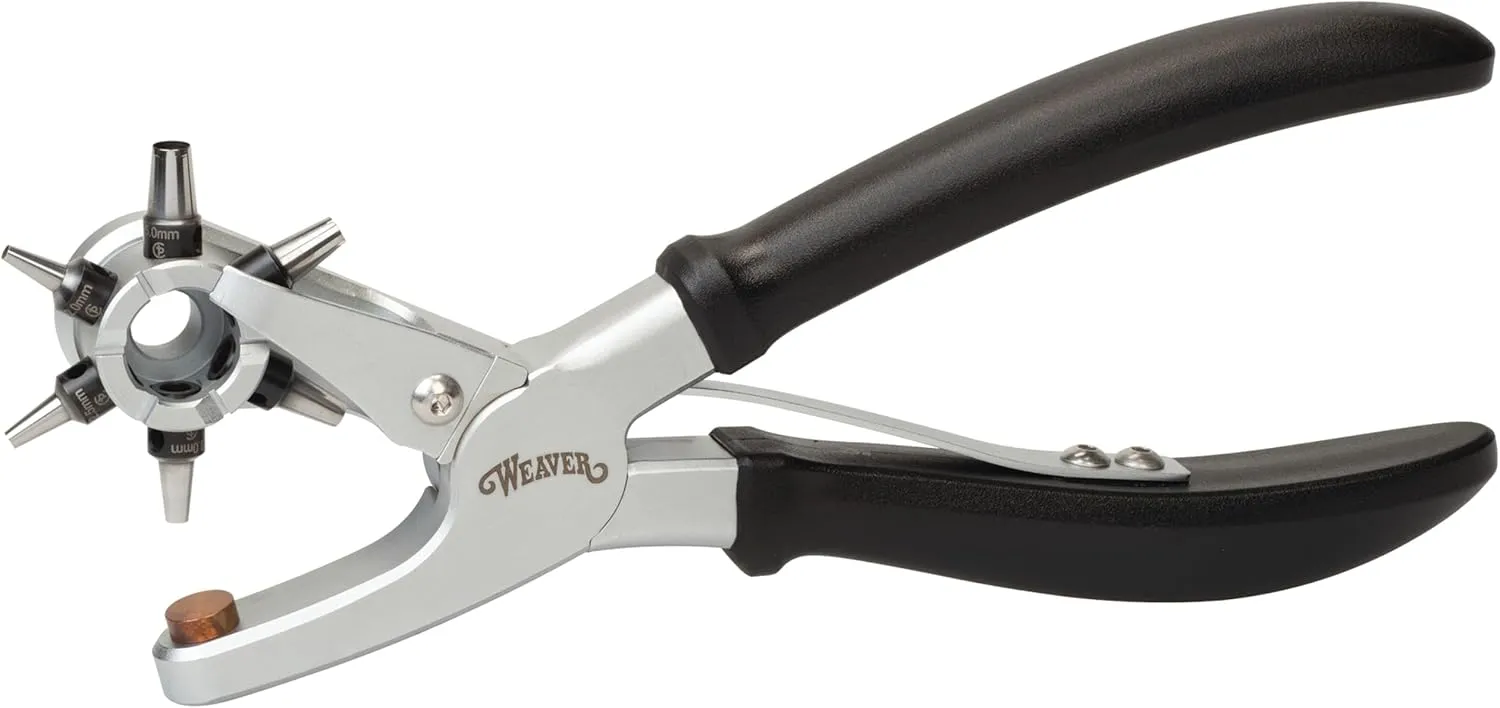 Weaver Leather Supply® Rotary Hole Punch, Features Replaceable Anvil and Six Replaceable Tubes, for Punching Holes in Leather, Fabric, Webbing and More