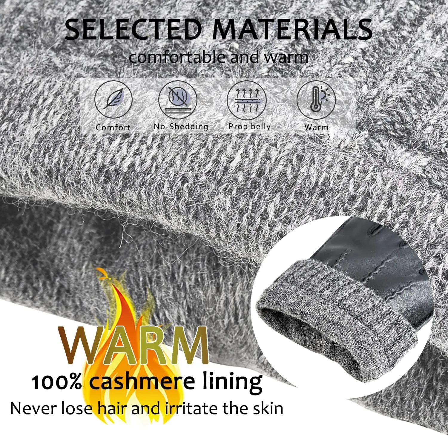 Winter Warm Genuine Leather Gloves, Cashmere Lined Driving Motorcycle Gloves for Men