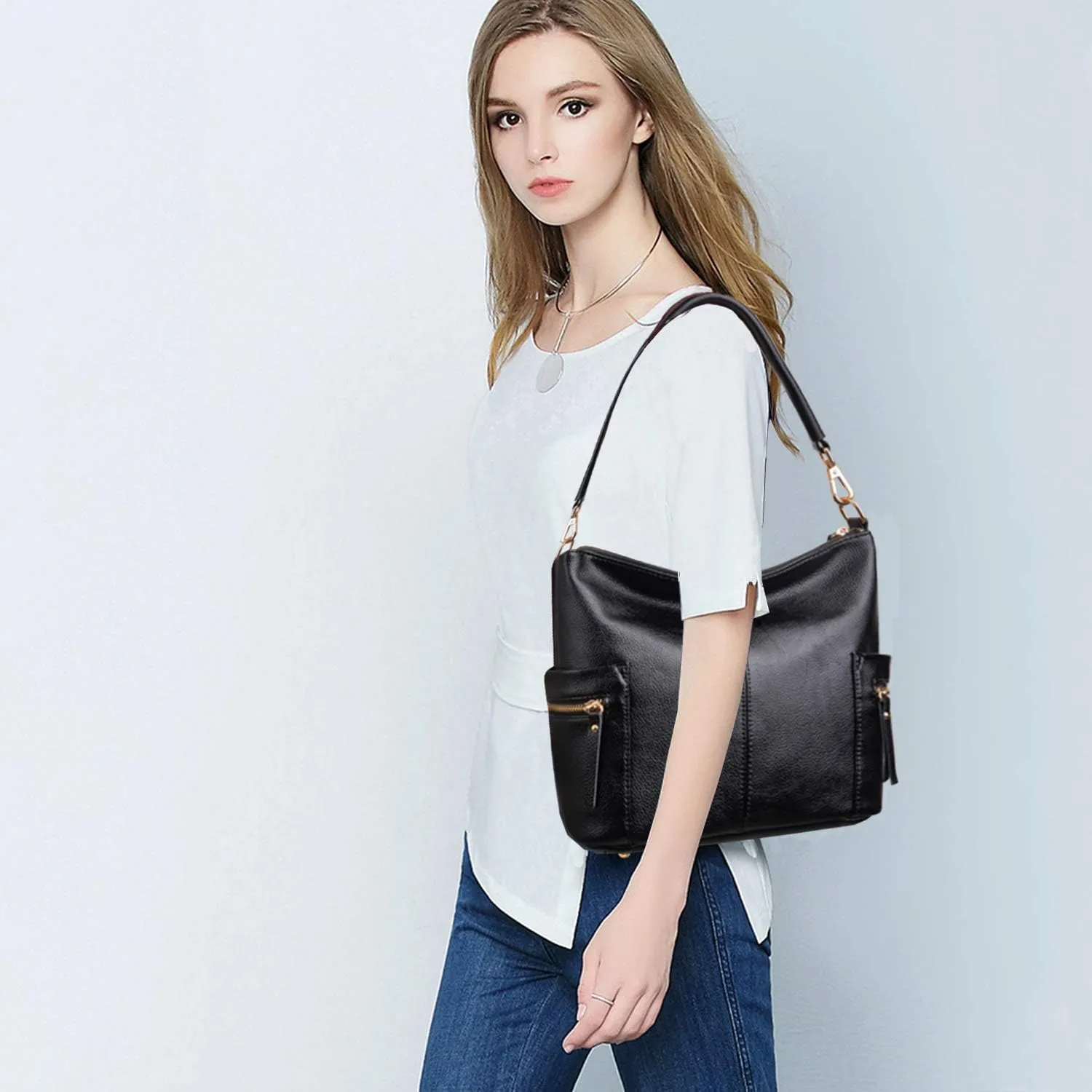 Women Clacssic Tote Bag Fashion Handbag And Purses Lychee PU leather Shoulder Bag Top Handle Satchel