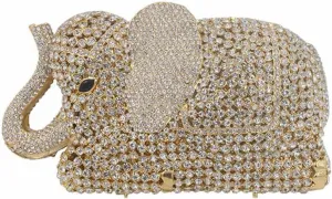 Women Elephant Rhinestone Clutch Bag Sparkly Crystal Evening Bag Luxury Metal Handbag Minaudiere Wedding Party Purse