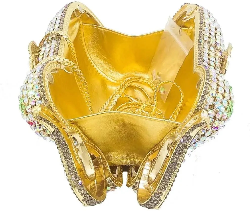 Women Elephant Rhinestone Clutch Bag Sparkly Crystal Evening Bag Luxury Metal Handbag Minaudiere Wedding Party Purse