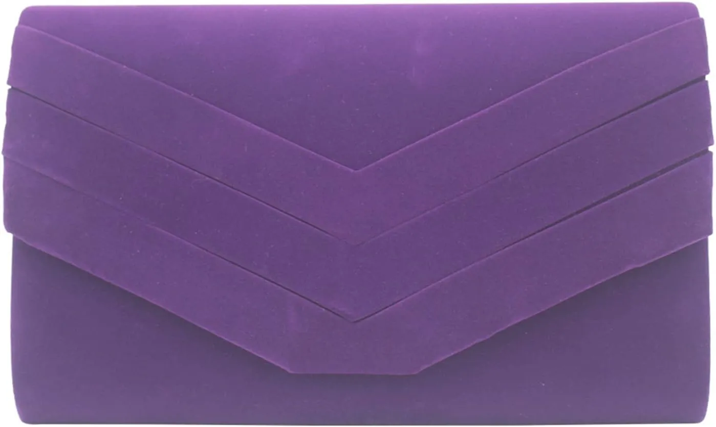 Women Evening Bags Suede Envelope Flap Clutch Purses Handbag with Detachable Chain for Wedding Party Prom