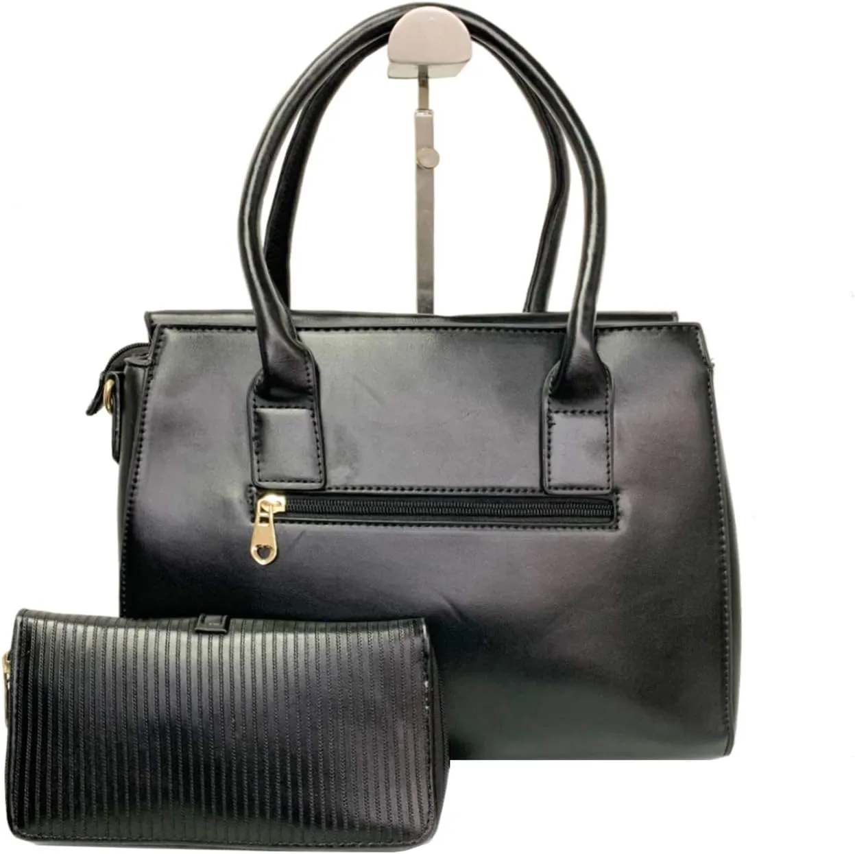 Women Handbag 2 Pcs Set Big Bow-Knot PU Leather Top Handle Bag Designer Tote Bag Clutch Wallet Set for Ladies