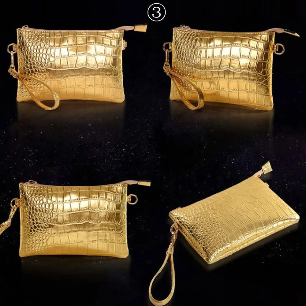 Women Handbags and Purses Set Crocodile Pattern Tote Bags Top Handle Handbags Wristlets Wallet Shoulder Bag 3 Pcs