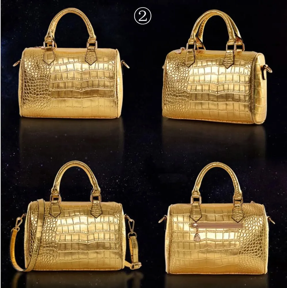 Women Handbags and Purses Set Crocodile Pattern Tote Bags Top Handle Handbags Wristlets Wallet Shoulder Bag 3 Pcs