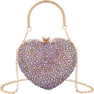 Women Heart Shaped Clutch Handbag Wedding Party Evening Bag Mini Chain Purse Cocktail Prom Tote Shoulder Bag