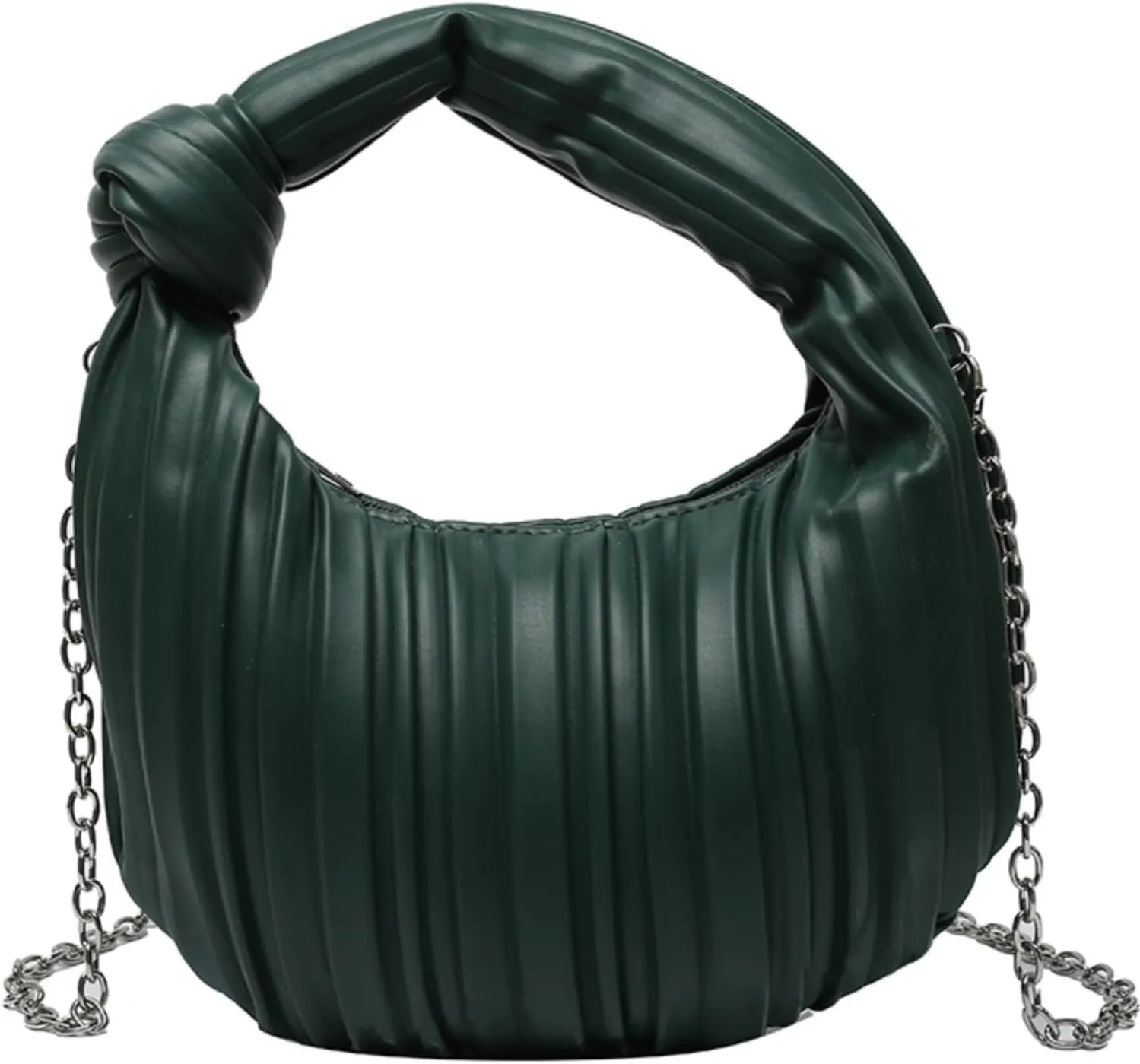 Women Knotted Woven Ruched Handbag Soft Faux Leather Purse Chic Top Handle Bag for Ladies Small Hobo Handbag