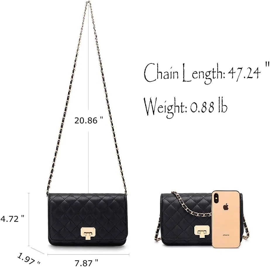 Women Leather Shoulder Bag Fashion Clutch Handbag Quilted Designer Crossbody Bag with Chain Strap