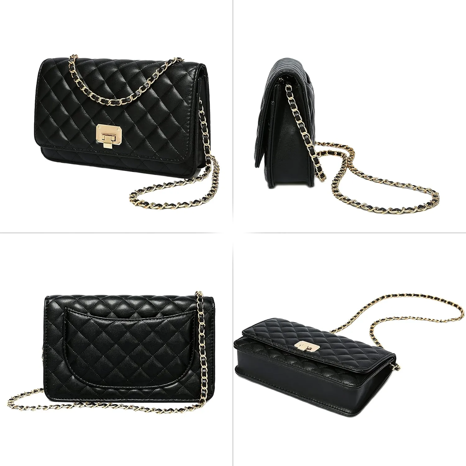 Women Leather Shoulder Bag Fashion Clutch Handbag Quilted Designer Crossbody Bag with Chain Strap