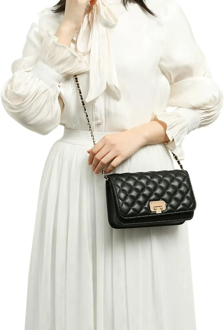 Women Leather Shoulder Bag Fashion Clutch Handbag Quilted Designer Crossbody Bag with Chain Strap