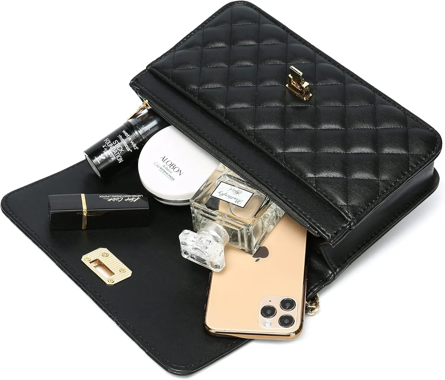 Women Leather Shoulder Bag Fashion Clutch Handbag Quilted Designer Crossbody Bag with Chain Strap