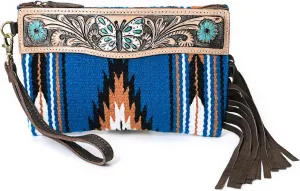 Women Monarch Mini Woolen Western Handmade Clutch Wallet- Zipper Foldover Clutch