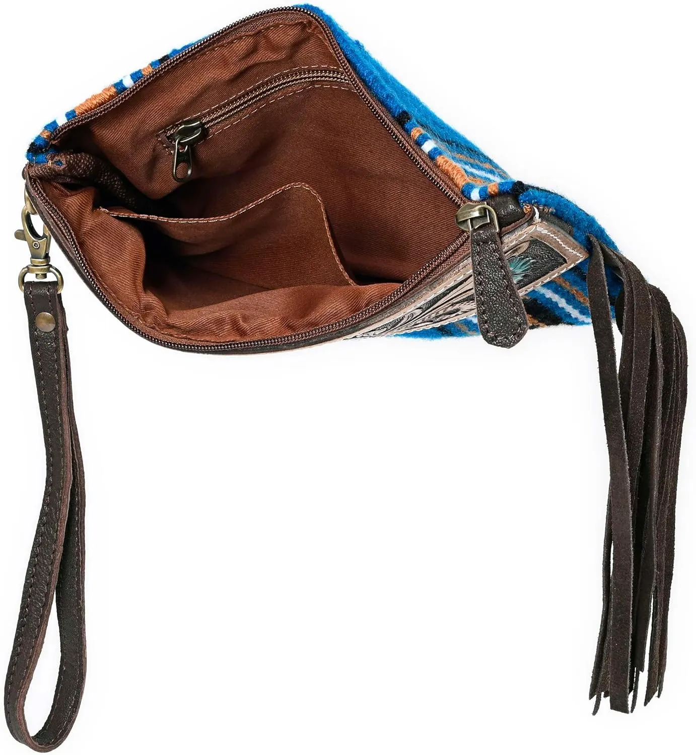 Women Monarch Mini Woolen Western Handmade Clutch Wallet- Zipper Foldover Clutch