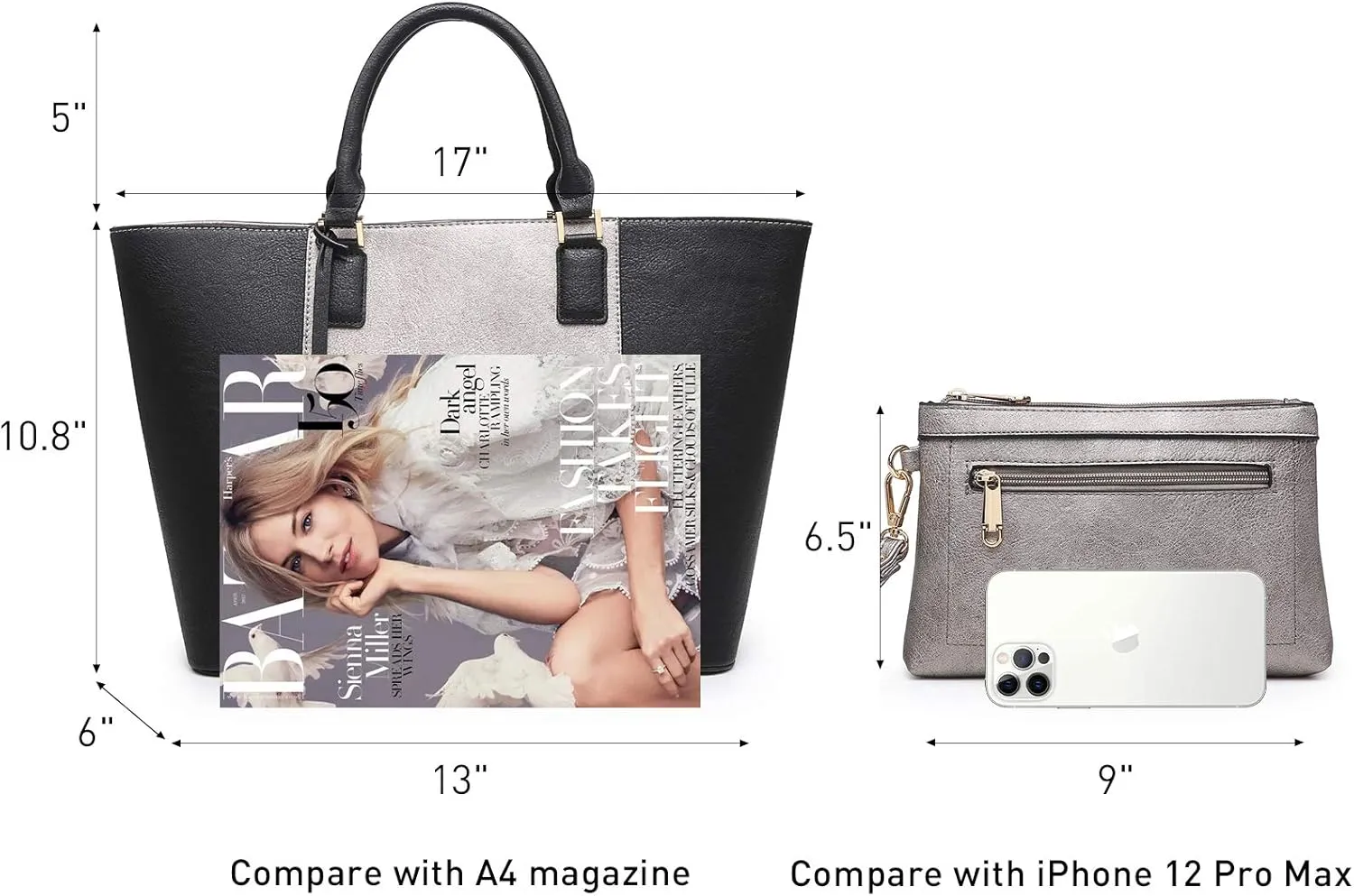 Women Purses Handbags and Wallets Set Designer Top HandleTote Bag Two Tone Shoulder Bag 2pcs