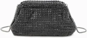 Women Rhinestone Evening Shoulder Bag Clutch with Detachable Strap Crystal Purse for Wedding Party