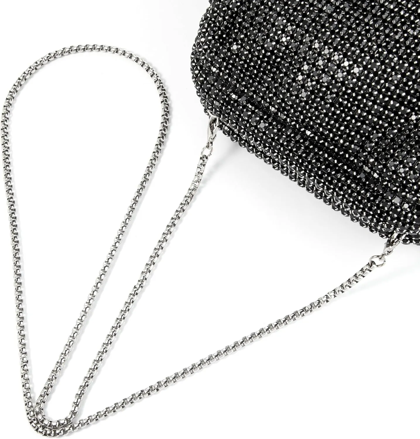 Women Rhinestone Evening Shoulder Bag Clutch with Detachable Strap Crystal Purse for Wedding Party