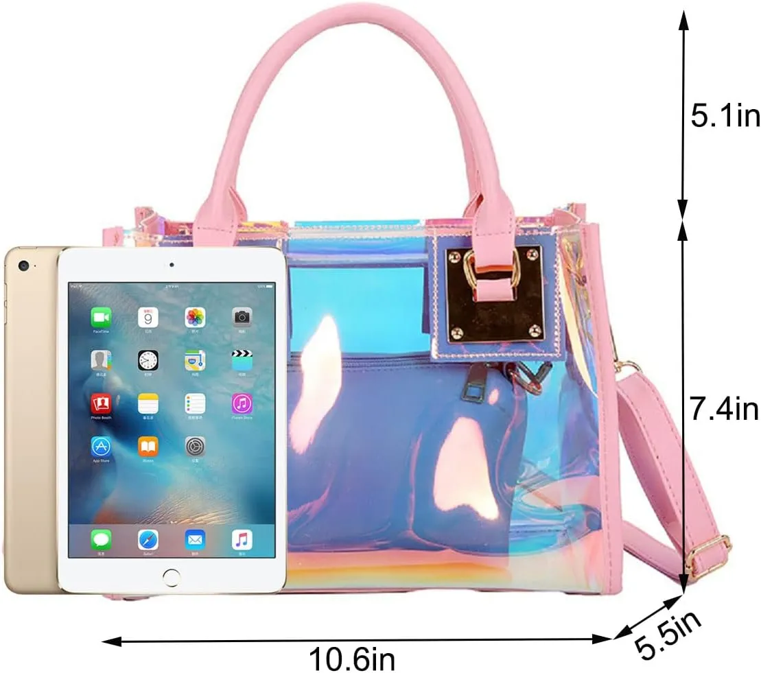 Women Transparent Shoulder Crossbody Bag,2 in 1 Designer Fashion Ladies Handbag Purse Shoulder Bag Satchel