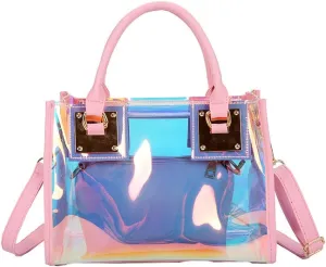 Women Transparent Shoulder Crossbody Bag,2 in 1 Designer Fashion Ladies Handbag Purse Shoulder Bag Satchel