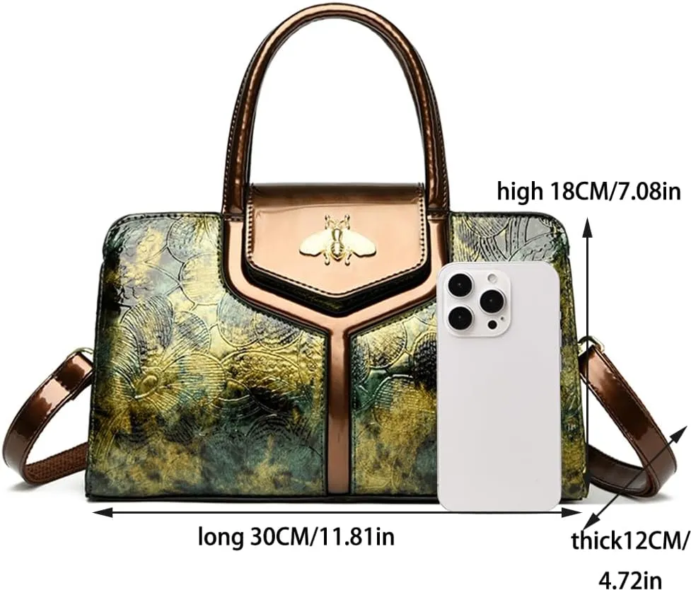 Women Vintage Flap Tote Top Handle Satchel Handbags PU Leather Clutch Purse Shoulder Bag