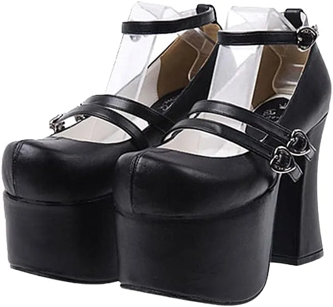 Women's 12.5cm High Heels Thick Platform Pumps Queen Cosplay Gothic Punk Lolita Shoes